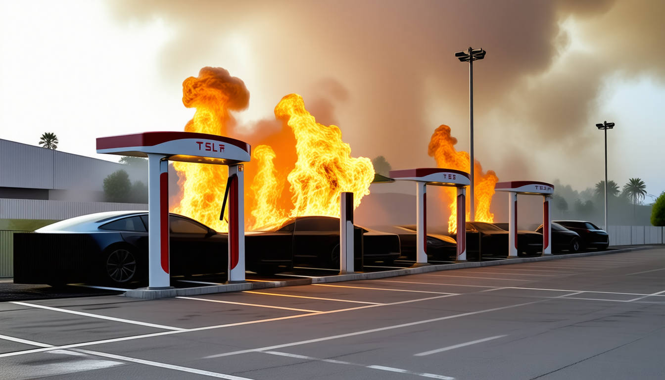découvrez les détails sur l'incendie surprenant qui a ravagé 12 superchargeurs tesla dans un parking de grande surface dans la loire. cet incident soulève des inquiétudes quant à la sécurité des infrastructures de recharge électriques et l'impact sur les utilisateurs de véhicules tesla.