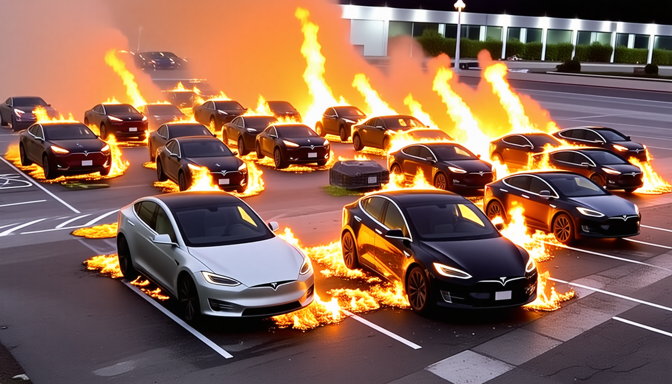 un incendie impressionnant a ravagé un parking de concessionnaire, détruisant 24 tesla. découvrez les détails de cet incident spectaculaire et les réactions locales.