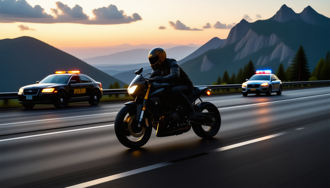 un pilote de moto est arrêté à plus de 200 km/h après un voyage entre amis, marquant un retour spectaculaire et plein d'adrénaline.