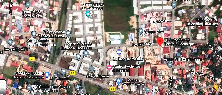 Prix contrôle technique à 3 lot Calimbé, Route de Raban, Cayenne (Guyane) 97300, Guyane française