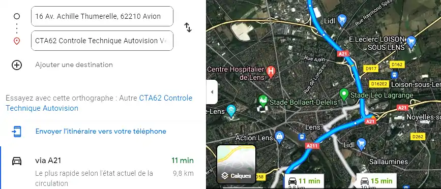 Prix contrôle technique à Avion